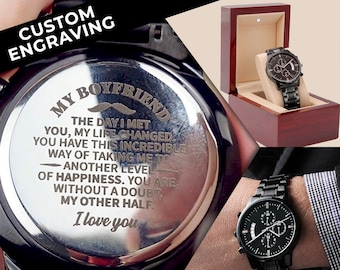 Personalized Watch Boyfriend Gift for Him, Engraved Watch Husband Gift, Anniversary Gift To My Man Boyfriend Birthday Husband Watch Custom