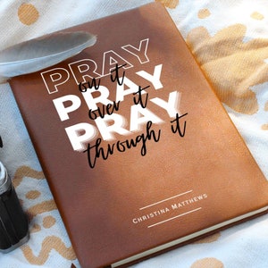 Prayer Journal, Personalized Name Leather Journal, Christian Gift Bible Study Journal, Journal Gift for Daughter, Prayer Notebook Diary