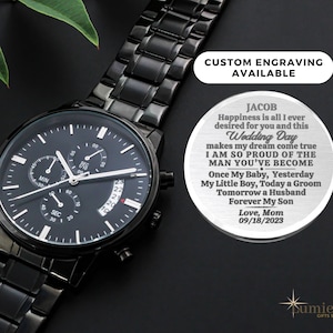 Personalized Watch for Son on His Wedding Day Custom Gift for Son Wedding Watch Gift for Son from Mom Wedding gift for Son Mom Dad to Groom