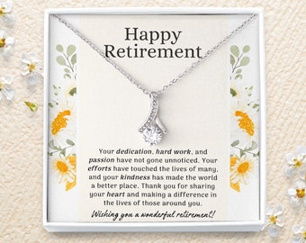 Happy Retirement Necklace Gift for Her, Retirement Gifts for Women, Retirement Party Gift, Mentor Teacher Retirement, Doctor Retirement Gift