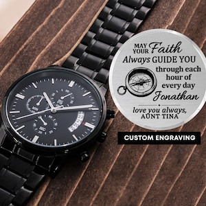 Engraved Watch for Nephew, Gift for Nephew from Aunt Uncle, Aunt to Nephew, Nephew Birthday Gift, Christian Gift Nephew Gift Personalized