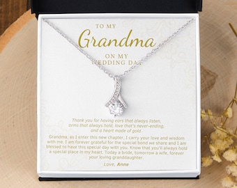 Grandmother of the Bride Gift from Bride, Wedding Gift for Grandma Necklace Wedding Present, Rehearsal Dinner To My Grandma on Wedding Day