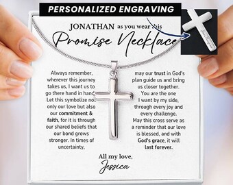 Personalisierte Geschenk für Freund Zukünftiger Mann Geschenk Christliches Geschenk für Ihn Gravierte Kreuz Halskette Jahrestagsgeschenk für Freund religiös