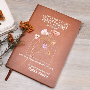 Cartas al diario de regalo conmemorativo del mejor amigo por la pérdida del mejor amigo, diario de cuero personalizado Diario de duelo Mapa de estrellas personalizado por fecha