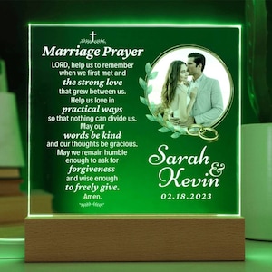 Wedding gift for Couple, Housewarming Gift for couple, Marriage Wedding Prayer, Night Light for Couple, Christian Wedding Gift, Anniversary