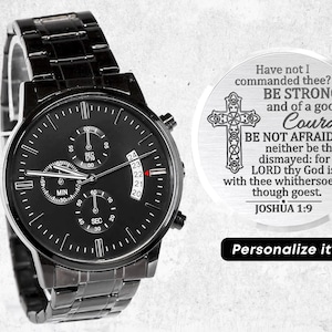 Christliche Geschenke für Männer Gravierte Uhr für Männer Gravierte Bibel-Vers Benutzerdefinierte gravierte Uhr Christliche Uhr Christliche Geschenke für Sohn Enkel