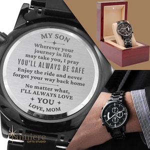 Engraved Watch Gift for Son, Son Gift from Mom, Inspiring Gift Son Keepsake, Son Going Away Gift Army Soldier Son Service, Watch Gift to Son
