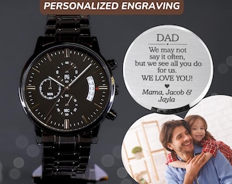 Fathers Day gift, Engraved Watch for Dad, Dad Husband Gift, Personalized Watch, Gift for Him, To my Husband Custom Gift, Dad birthday Gift