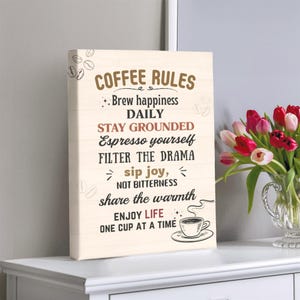 Coffee Rules Wall Sign, Coffee Rules Sign, Gift for Coffee Lover, Coffee Print, Coffee Bar Decor Sign, Wall Prints Coffee, Coffee Lover Gift