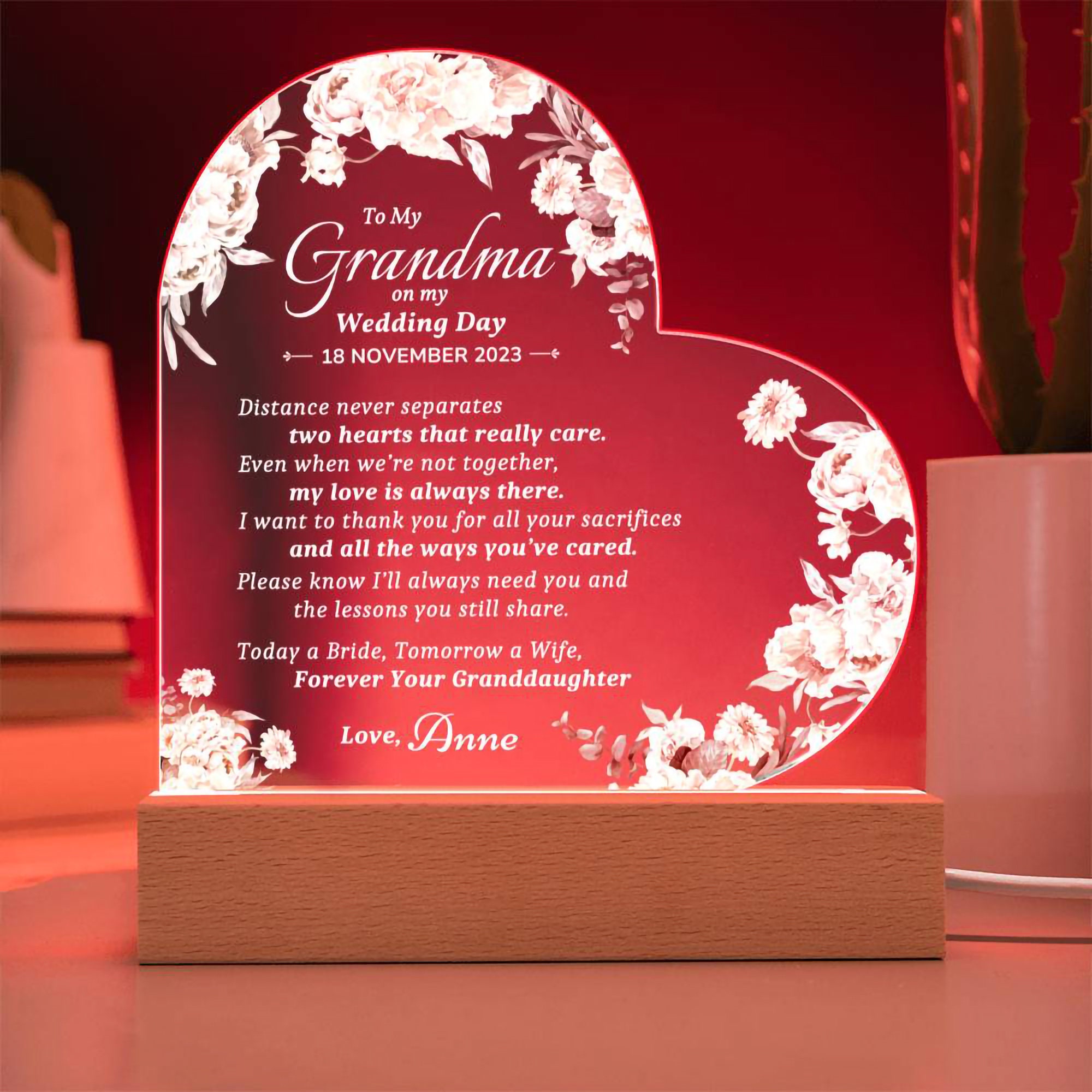Grandmother of the Bride Gift From Bride to Grandma Wedding Gift for