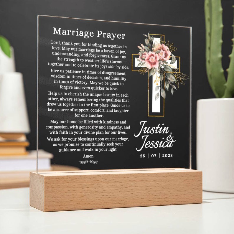 Marriage Prayer, Christian Wedding Gift, Wedding Marriage Gift Son and Daughter In Law, Personalized Wedding Gift Religious Christian Couple image 5