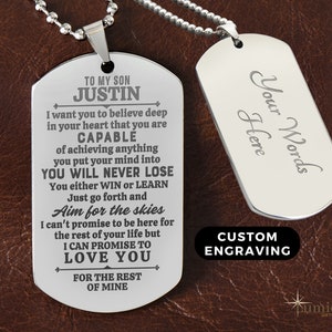 A mio figlio Dogtag, collana Dogtag, collana Dogtag a mio figlio, regalo per figlio in stile militare, regalo per mio figlio, regalo per il compleanno del figlio che se ne va