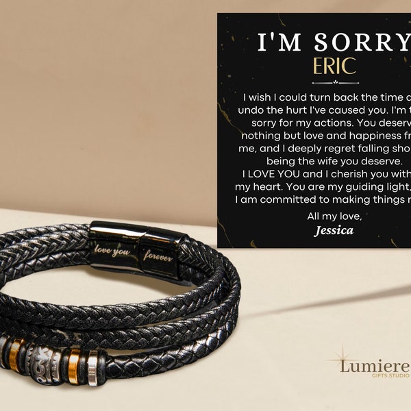 Apology Gift for Men Husband Boyfriend, Sorry Gift for Him, Im Sorry Gift for Husband, Gift to Say Sorry to Boyfriend Husband Mens Bracelet