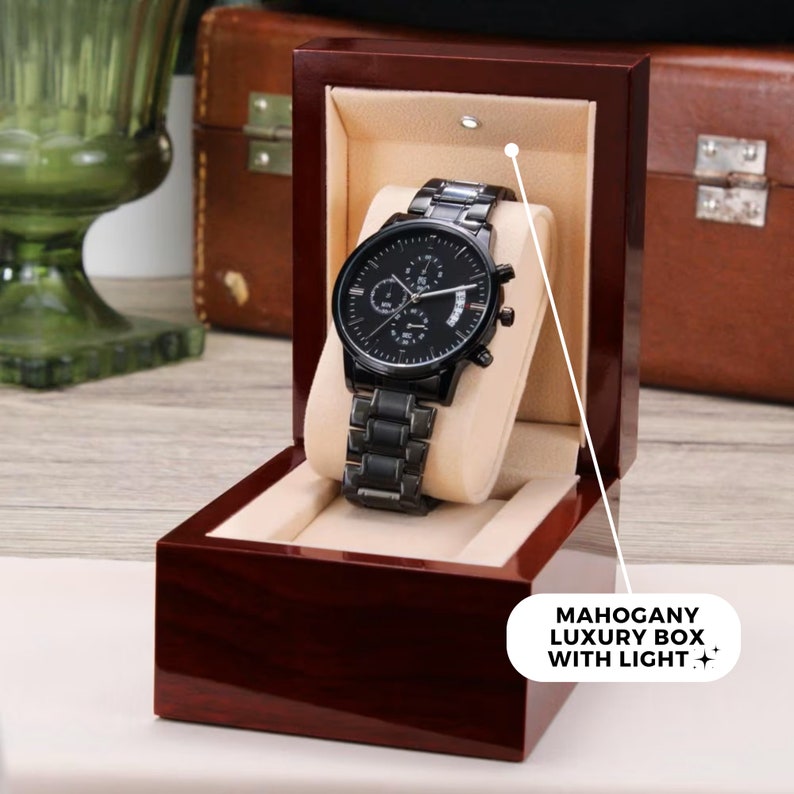 Personalized Watch Boyfriend Gift for Him, Engraved Watch Husband Gift, Anniversary Gift To My Man Boyfriend Birthday Husband Watch Custom Luxury Box w/LED