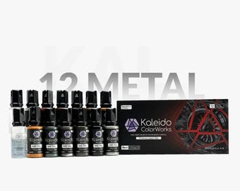 Kaleido ColorWorks 12 Metal Colours Set Water Based Acrylic Paint For Airbrush