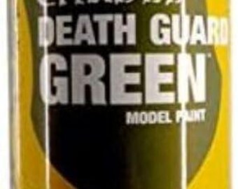 May include: Citadel Death Guard Green model paint in a spray can. The can is primarily olive green and yellow with the text "Citadel Death Guard Green Model Paint". The can contains 10.3 oz / 292g of paint.