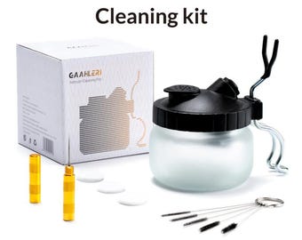 304ML Airbrush Cleaning Pot Glass Air Brush Holder Clean Paint Jar Bottle Kit