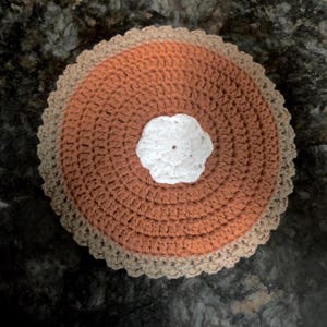 Crochet Pumpkin Pie Pot Holder: Fall Kitchen Decor