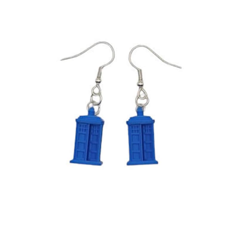 3D Printed TARDIS Earrings from Doctor Who image 1