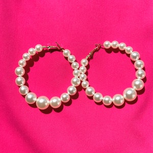Pearl Hoops • Pearl Hoop Earrings • Pearl Earrings • Pearl Jewelry • Gift for Her • Bridesmaid Gift