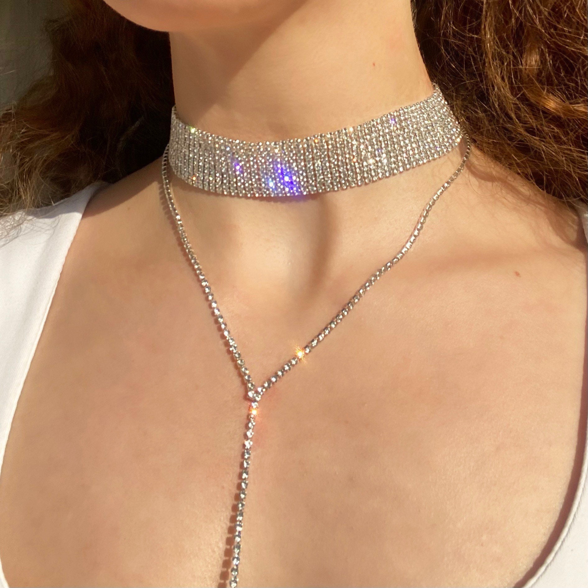 Rhinestone Choker Necklace Fashion Crystal Jewelry Sparkly Sexy Word  Chocker | eBay
