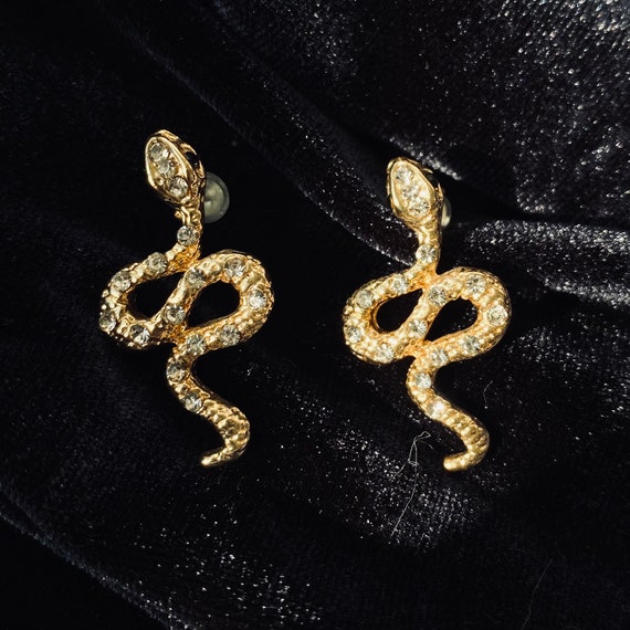 Serpentine Snake Figure Earring Gold Ancient Mythology Jewelry - Etsy