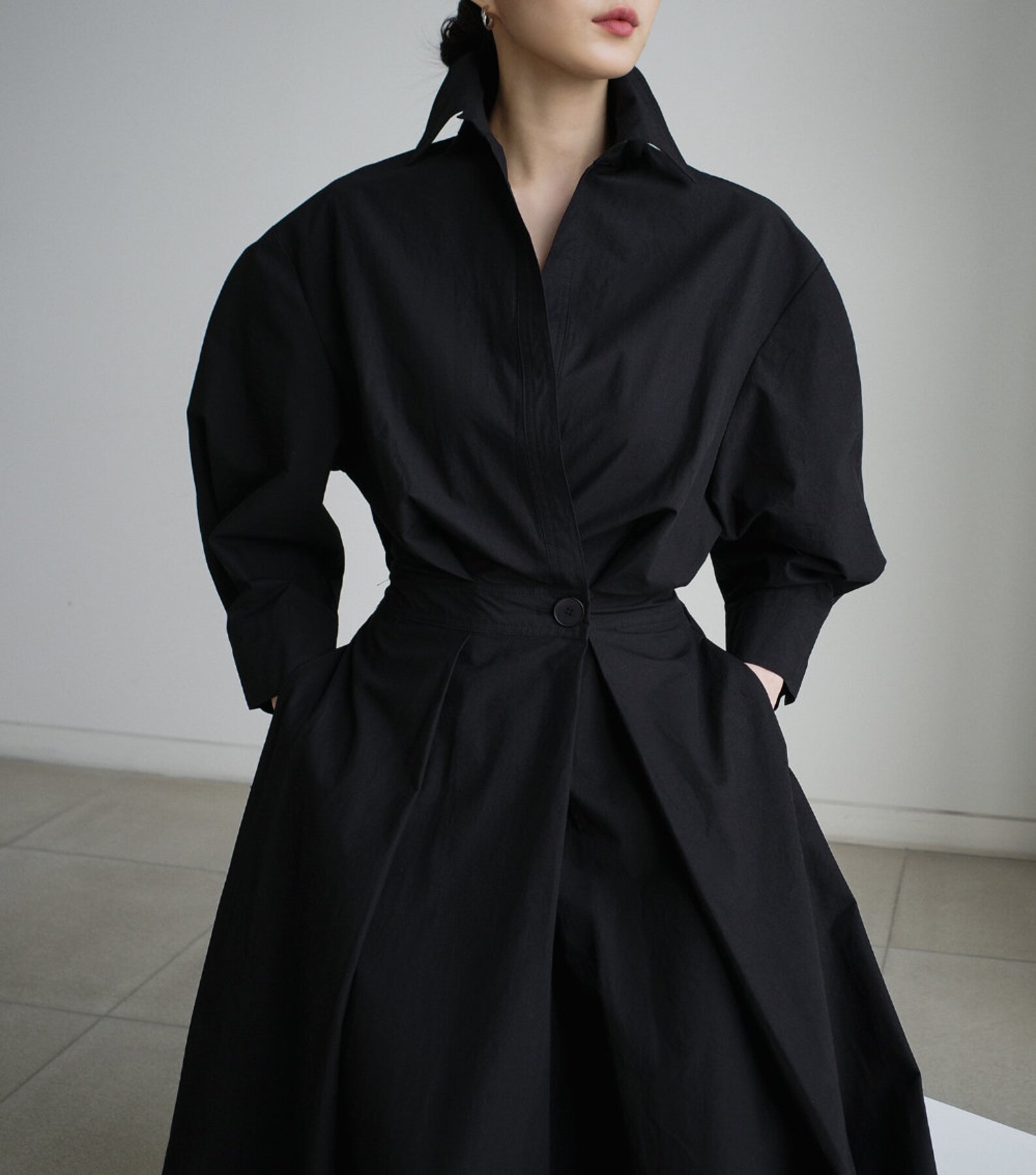 Rooyee Shirt Dress Modern Style Minimalist Long Maxi - Etsy