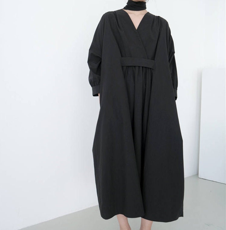 Rooyee Black Dress Modern Vintage Style Minimalist - Etsy