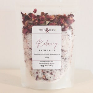 All Natural Bath Salt Soak With Rose Petals, Aromatherapy, Self Care Gift