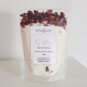 Natural Bath Milk Soak, Rose Petal Bath, Essential Oils, Gift Idea