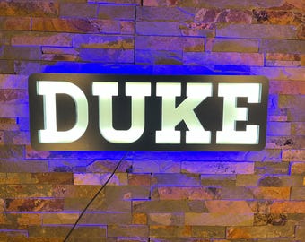 LED Lighted Sign, Blue MDF Body, Acrylic Front, Wall Mountable