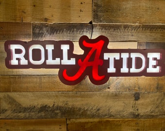 Roll tide, Sports Logo RGB LED Lighted Wall Sign, Bar Sign, Man Cave, Garage