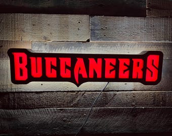 Buccaneers Custom Sports Logo LED Lighted Wall Sign, Bar Sign,Man Cave, Garage