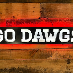 Go Dawgs!  Custom Sports Logo LED Lighted Wall Sign, Bar Sign, Neon,Night Light