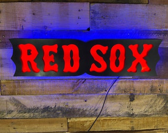 Red Socks Custom Sports Logo LED Lighted Wall Sign, Bar Sign,Night Light,Football