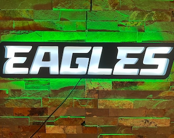 Custom Eagles Sports Logo LED Lighted Wall Sign, Bar Sign, Night Light