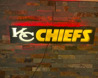 Custom KC Chiefs LED Lighted Wall Sign, Neon, Night Light,Football