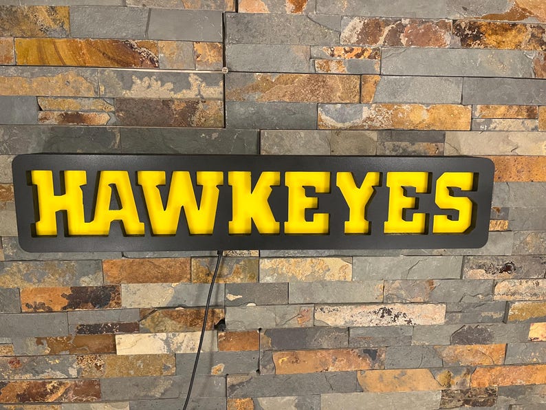 Hawkeye Letters Custom Sports Logo LED Lighted Wall Sign, Bar Sign - Etsy