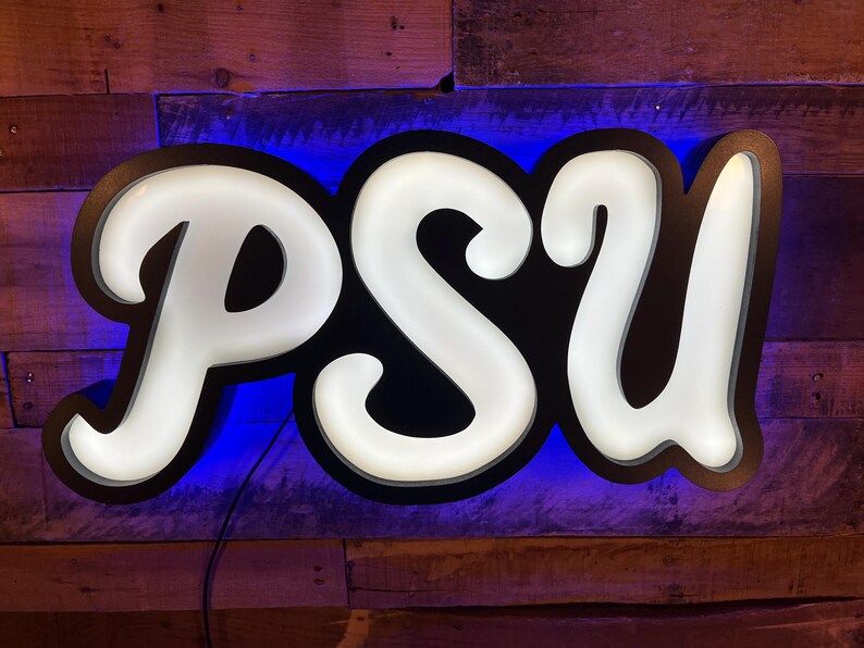 Psu Design Lettering Custom P S U, LED Lighted Wall Sign, Bar Sign, Night Light - Etsy