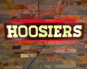 Custom HOOSIERS led Lighted Wall Sign, Bar Sign, Man Cave