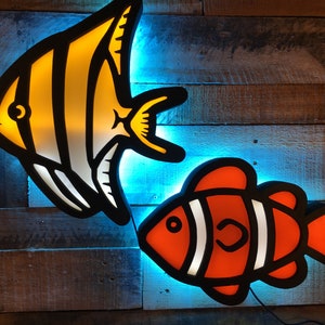 Nemo Clown Fish Angel Fish-wandlamp, aquatisch, oceaan, strand, Disney