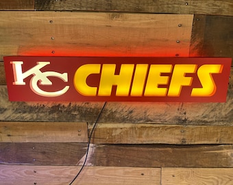 Custom KC Chiefs LED Lighted Wall Sign, Neon, Night Light,Football