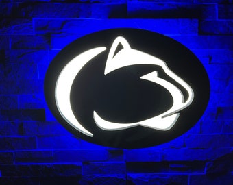 LARGE Custom Penn State  Logo, PSU. Nittany Lion, Chipmunk, LED Lighted Wall Sign, , Bar Sign, Neon, Night Light