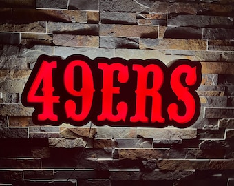 49ers Sports Logo LED Wall Sign, Bar Decor, Night Light