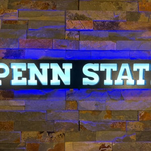 Penn State Custom Sports Logo RGB LED verlichte muurbord, hem, haar, verjaardag, barbord, neon, nachtlampje, honkbal, voetbal, hockey, voetbal,