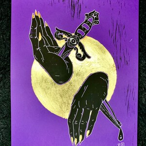 RETIRED PRINT | Hand+Dagger Gold Leaf Block Print