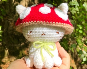 Crochet mushroom cat pattern *digital download PDF pattern file*- cute amigurumi plushie crochet pattern