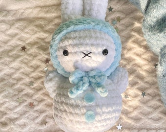 Snow bunny plushie- cute handmade amigurumi plush, gift, stuffed animal soft toy