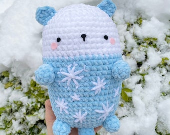 Snowflake the ice otter chunky crochet plushie- cute handmade amigurimi plush, gift, stuffed animal