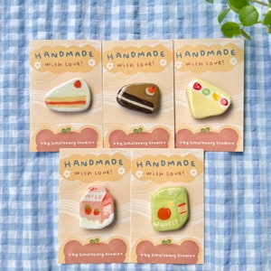 Cute handmade snack clay pins aesthetic / badge / brooch